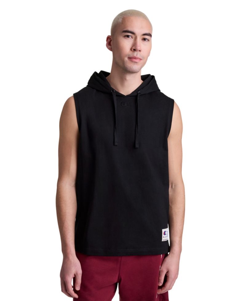 Men's Embroidered C Logo Adjustable Drawcord Hooded Tank Top