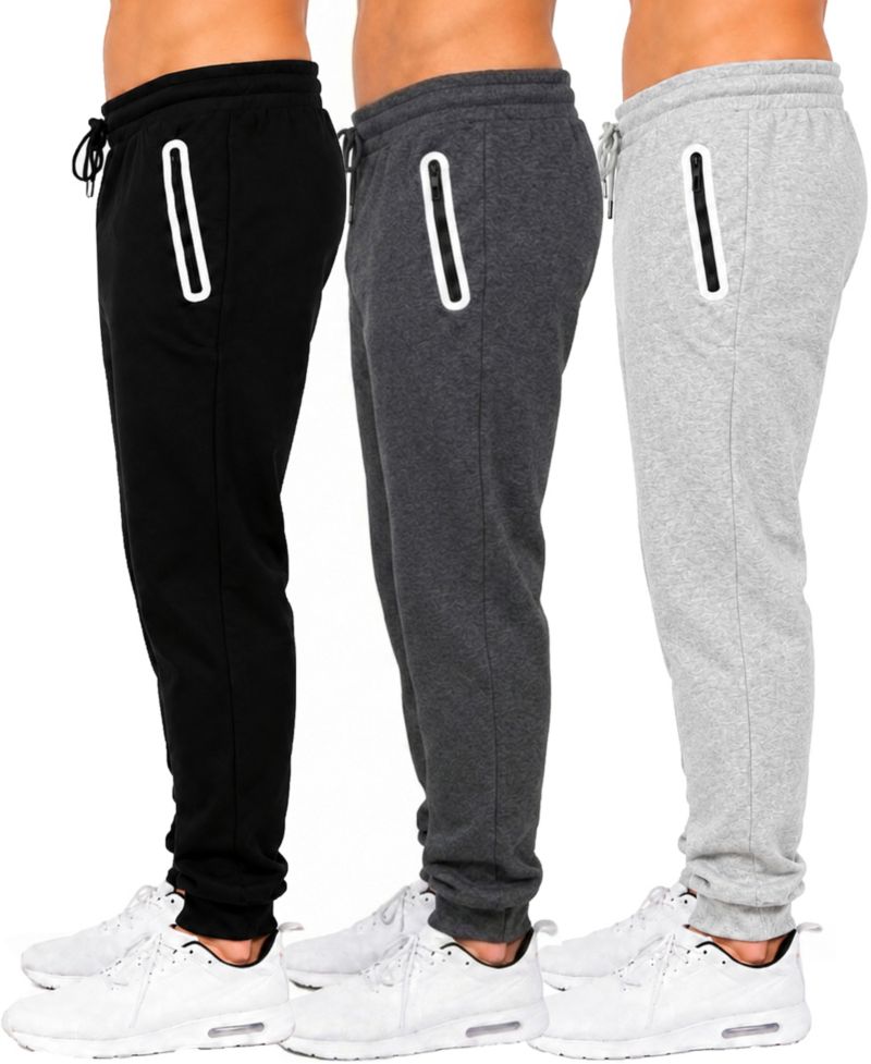 Men's Fleece-Lined Slim-Fit Jogger Sweatpants, 3-Pack Set