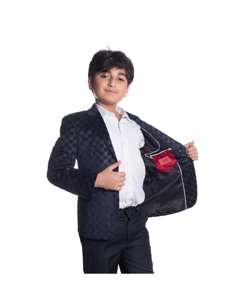 Toddler Navy Slim Fit Gingham Blazer
