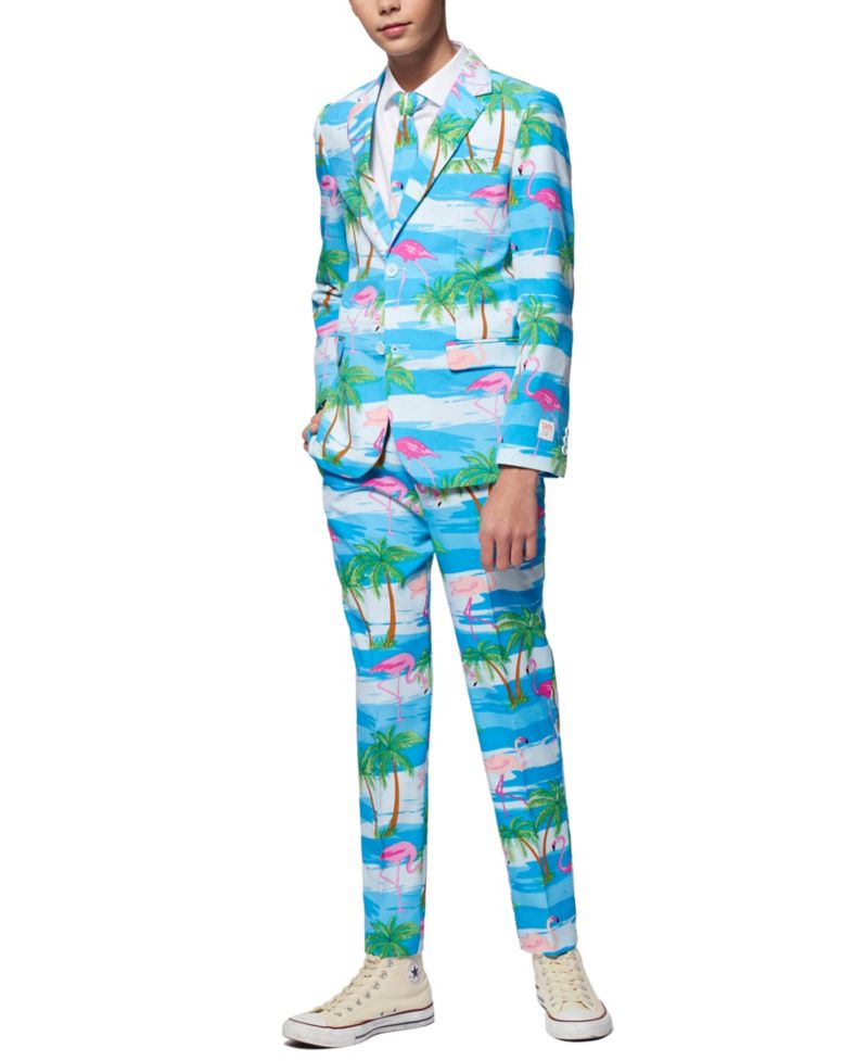 Teen Boys Flaminguy Flamingo Suit Including Blazer, Pants and Clip-On-Tie