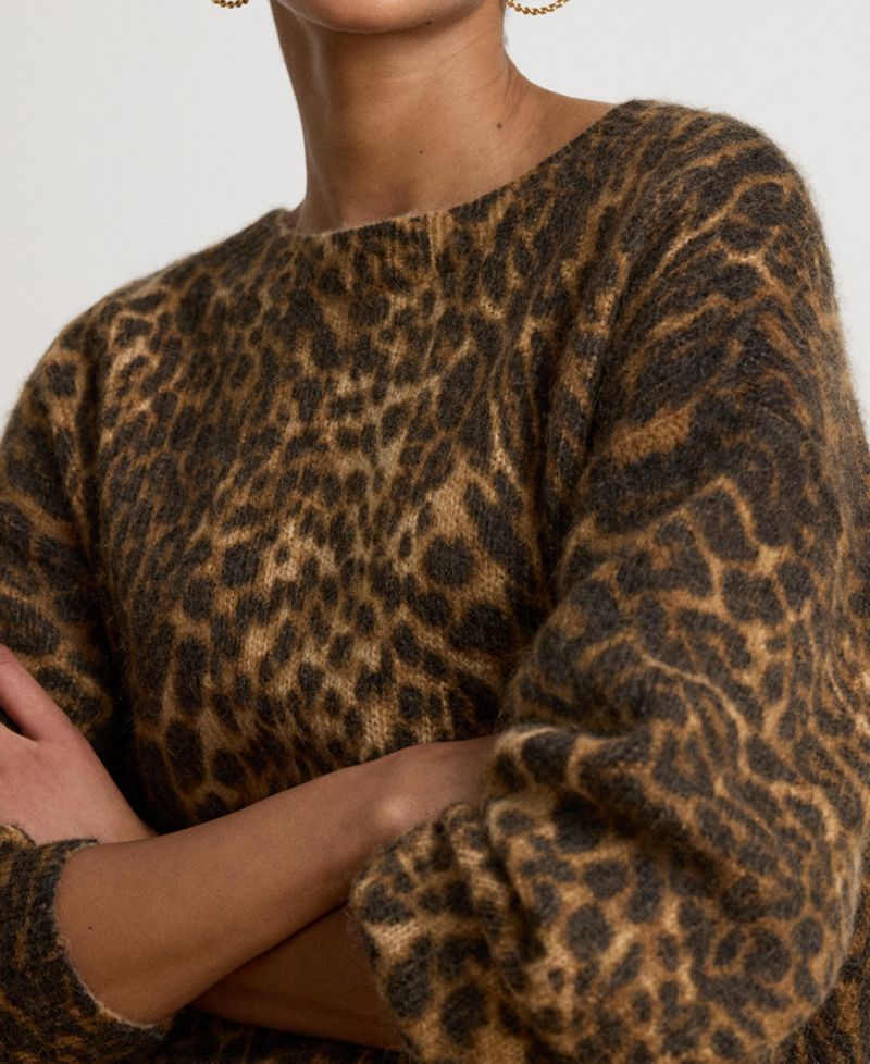 Women's Ocelot-Print Crewneck Sweater