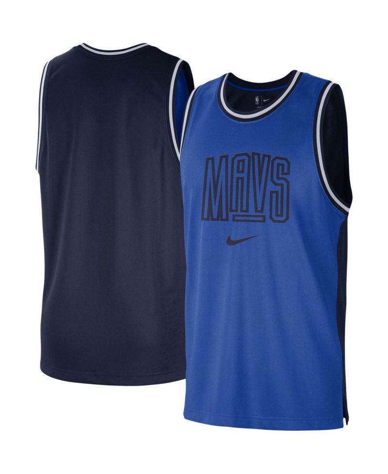 Men's Blue, Navy Dallas Mavericks Courtside Versus Force Split DNA Performance Mesh Tank Top