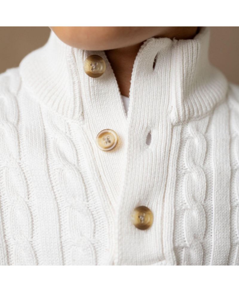 Baby Boys Hope and Henry Mock Neck Cable Sweater with Buttons