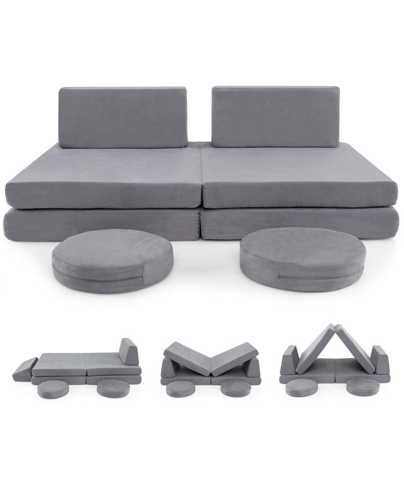 6 Piece Kids Play Sofa Set with Modular Cushions and Washable Covers