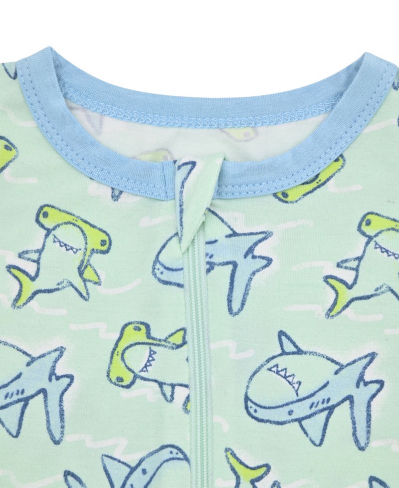 Baby Boys' Shark Print Round Neck Onesie and Socks, 2-Piece Set