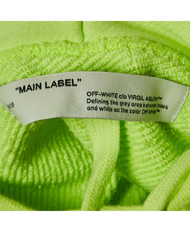 Men's Neon Green Tape Embroidered Cotton Hoodie