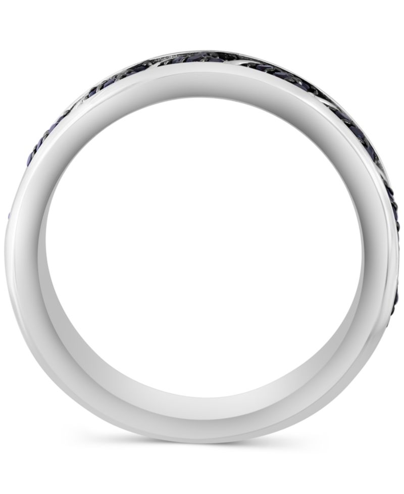 EFFY® Men's Black Spinel Chevron Band (1-1/20 ct. t.w.) in Sterling Silver (Also in White Topaz)