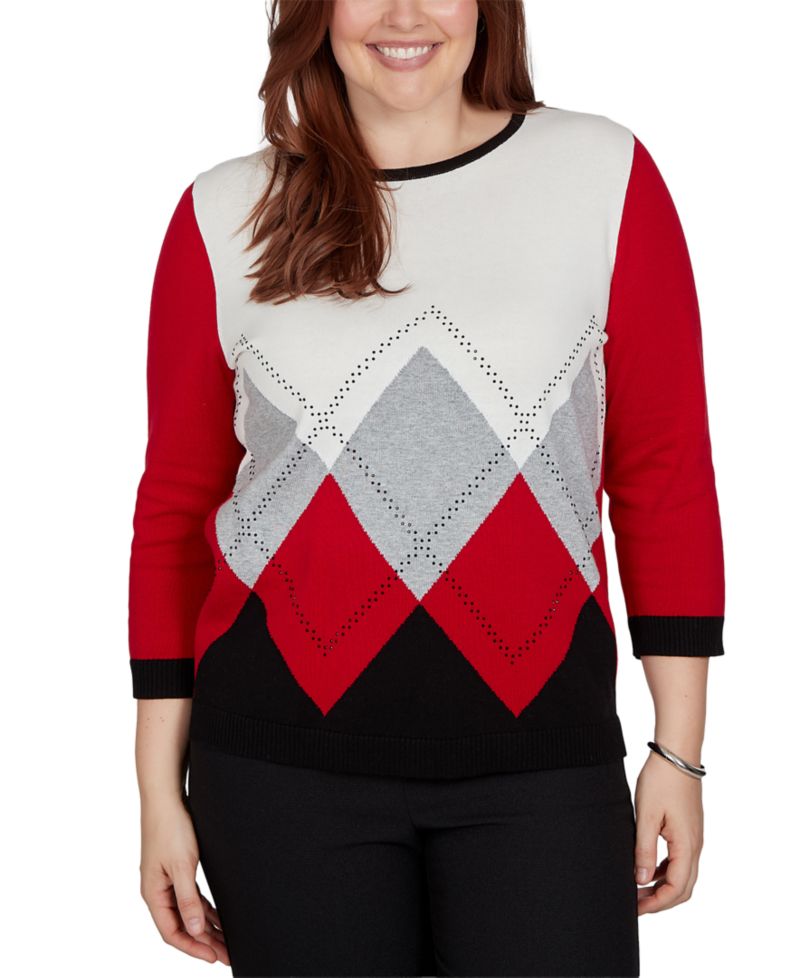 Women's Classic Argyle Beaded Sweater