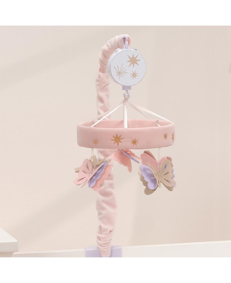 Lambs and Ivy Butterfly Dreams Pink/Purple Musical Baby Crib Mobile Soother Toy