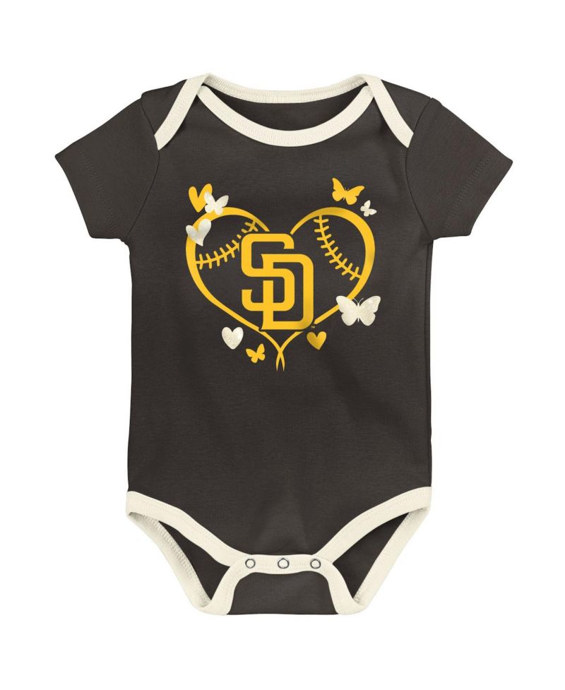 Baby Boys and Girls 3-Pack San Diego Padres Home Team Bodysuit Set