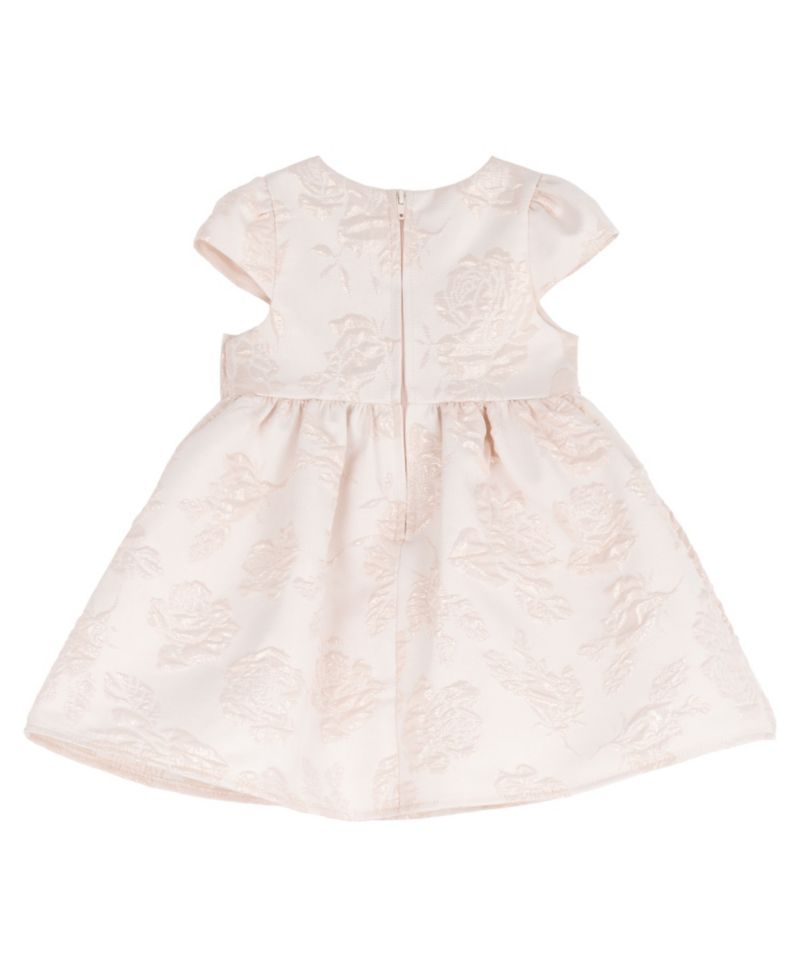 Baby Girls' Brocade Cap Sleeve Bodice with Beaded Imitation Pearl Trim Dress and Bloomer, 2-Piece Set