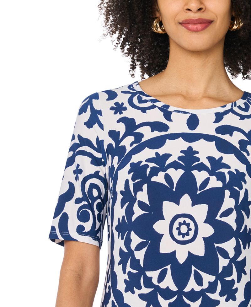 Women's Crewneck Printed Maxi Dress