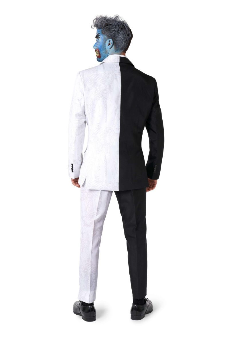 Men's Halloween Costume - Official Two Face - DC Characters Slim Fit Suit - Black and White