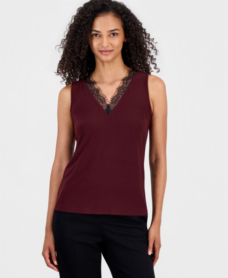 Women's Lace-Trim-V-Neck Tank Top
