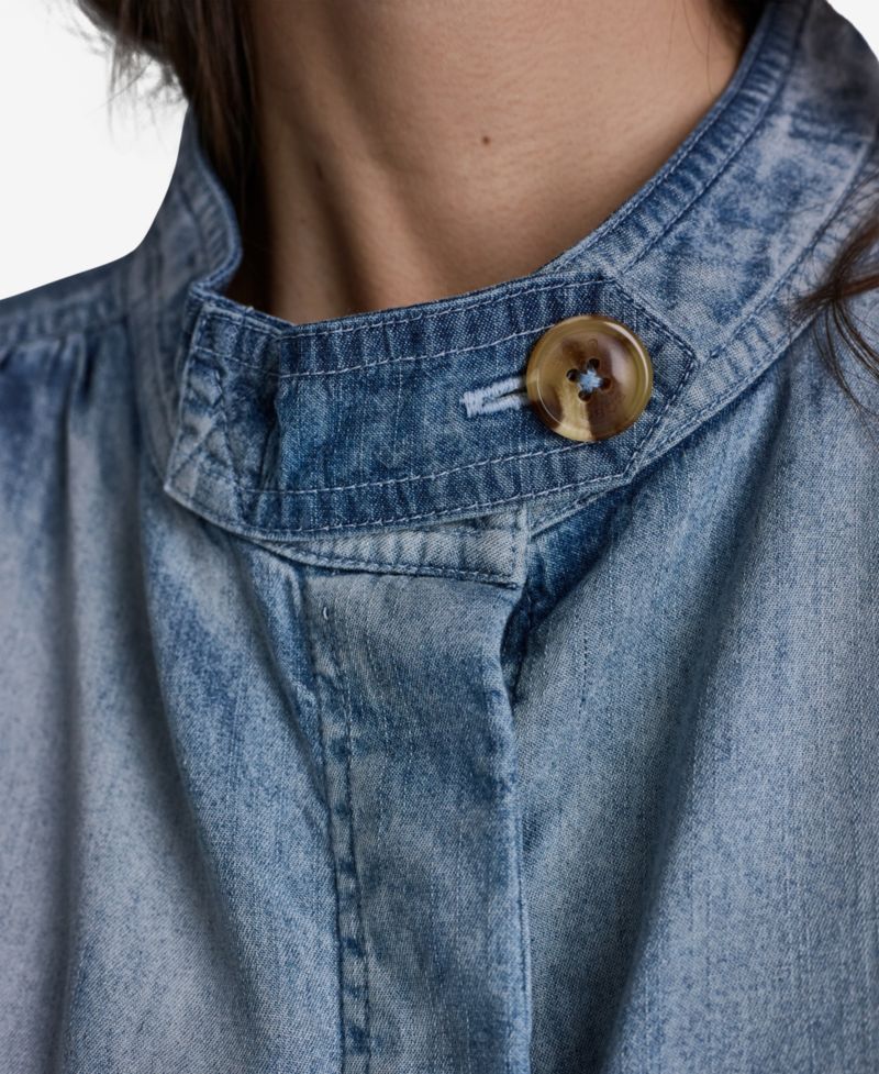 Women's Puff-Sleeve Button-Front Collared Jacket