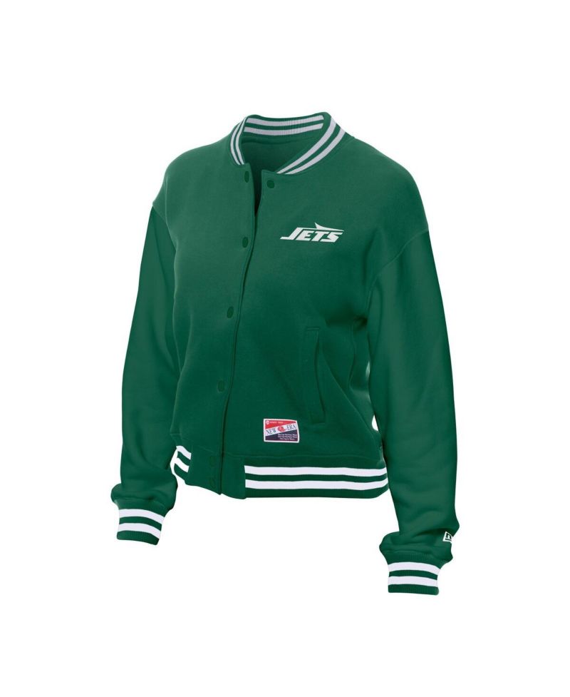 Women's Kelly Green New York Jets Throwback Fleece Full-Snap Jacket