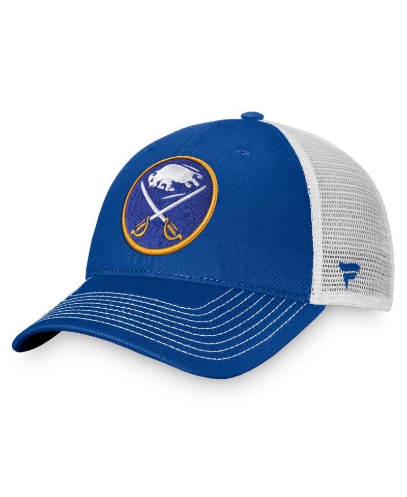 Men's Royal, White Buffalo Sabres Slouch Core Primary Trucker Snapback Hat