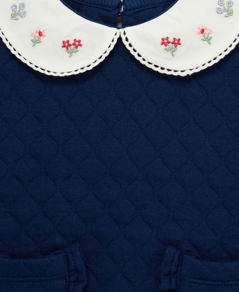 Baby Girls' White Collar Sweatshirt and Floral Leggings, 2-Piece Set