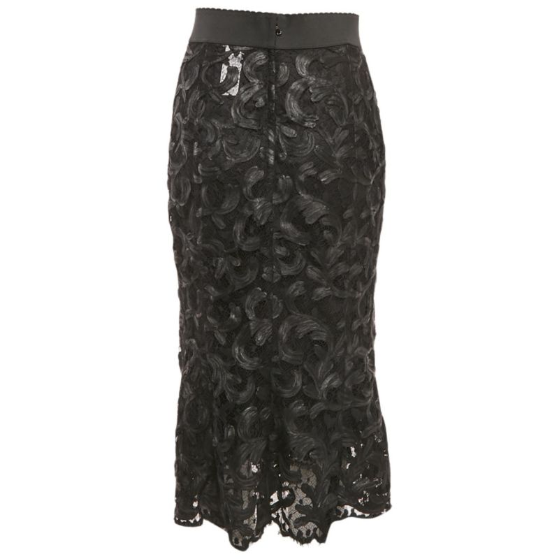 Women's Black Lace Midi Skirt