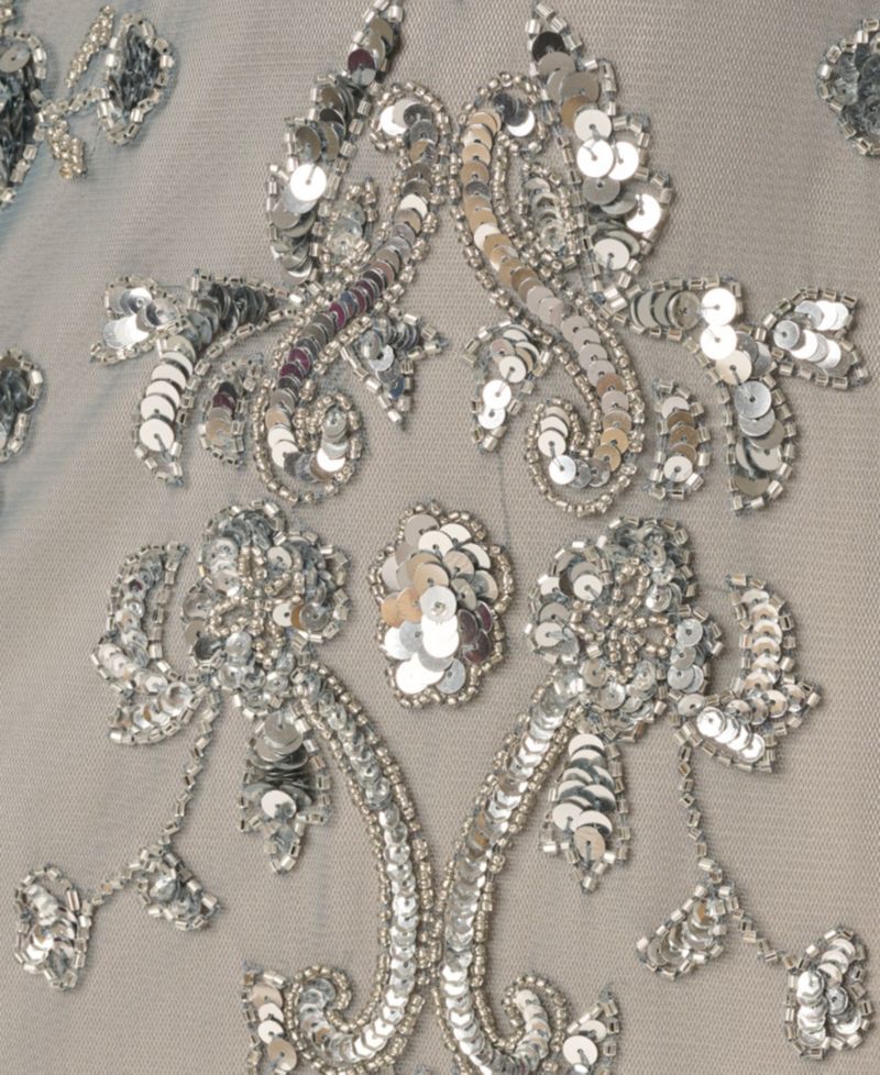 Women's Beaded Cape-Sleeve Gown