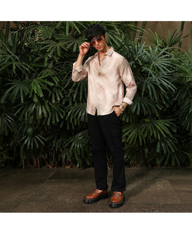 Men's Ecru Beige Soft-Brushed Shirt