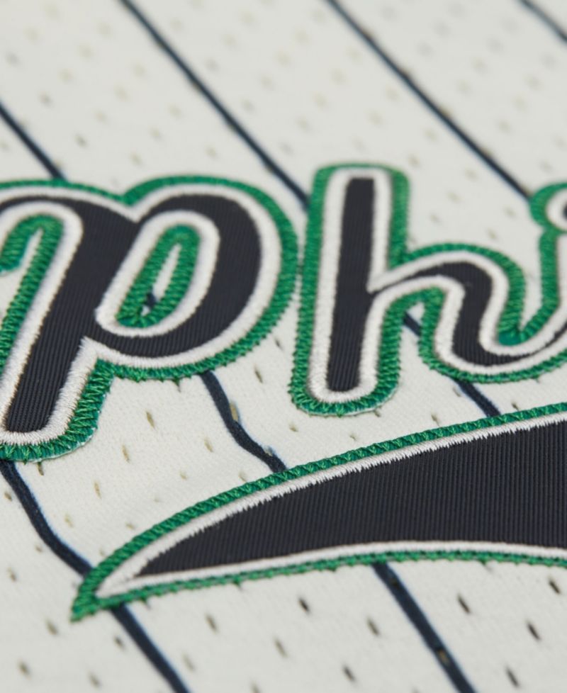 Men's Mitchell Ness Cream Philadelphia Eagles Big & Tall Heavyweight Mesh Button-Up Fashion Jersey