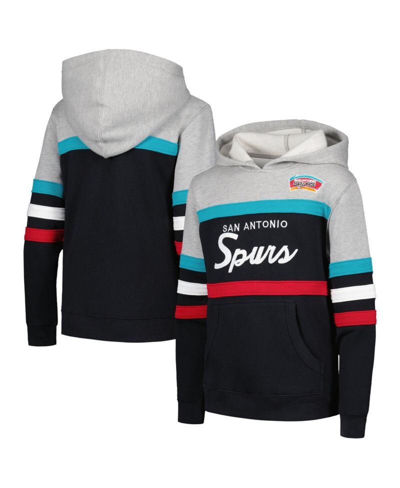 Big Boys Gray, Black San Antonio Spurs Hardwood Classics Head Coach Pullover Hoodie