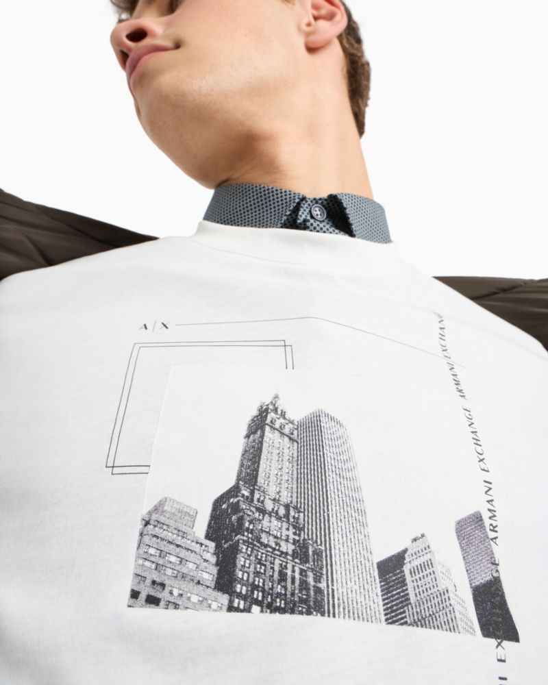 Men's Short Sleeve Crewneck Building Graphic T-Shirt