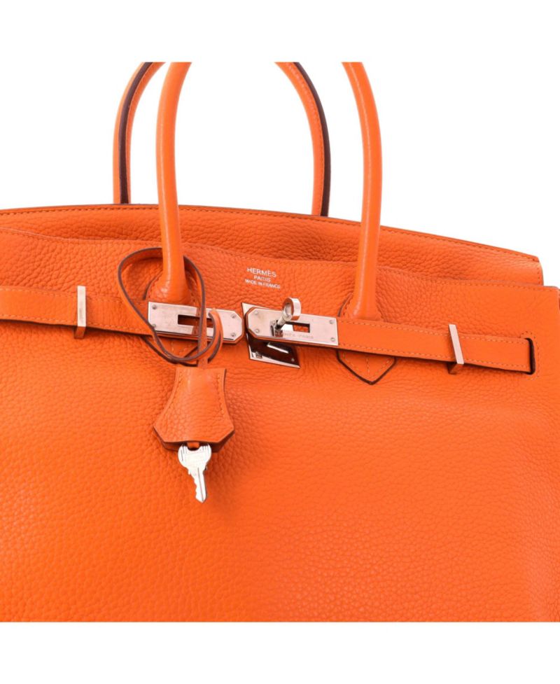 Sirkin 35 Handbag Orange Clemence with Palladium Hardware