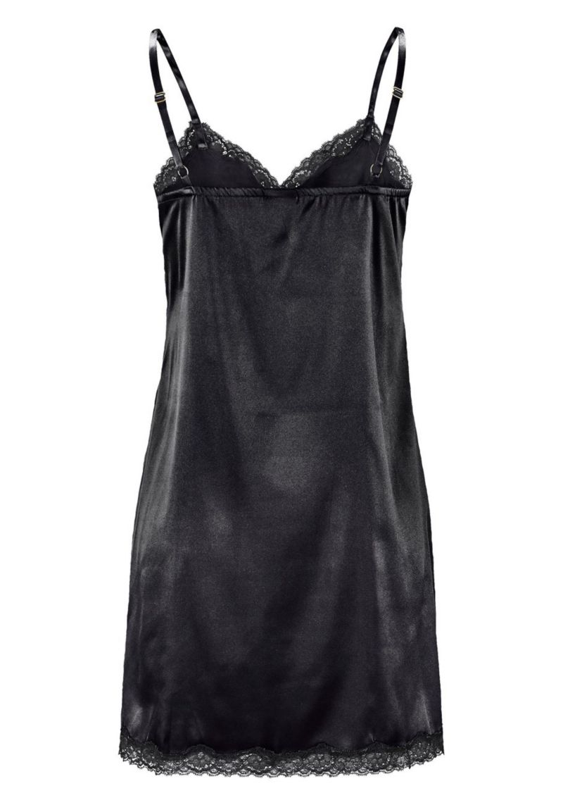 Women's Lace Trim Satin Nightgown Negligee