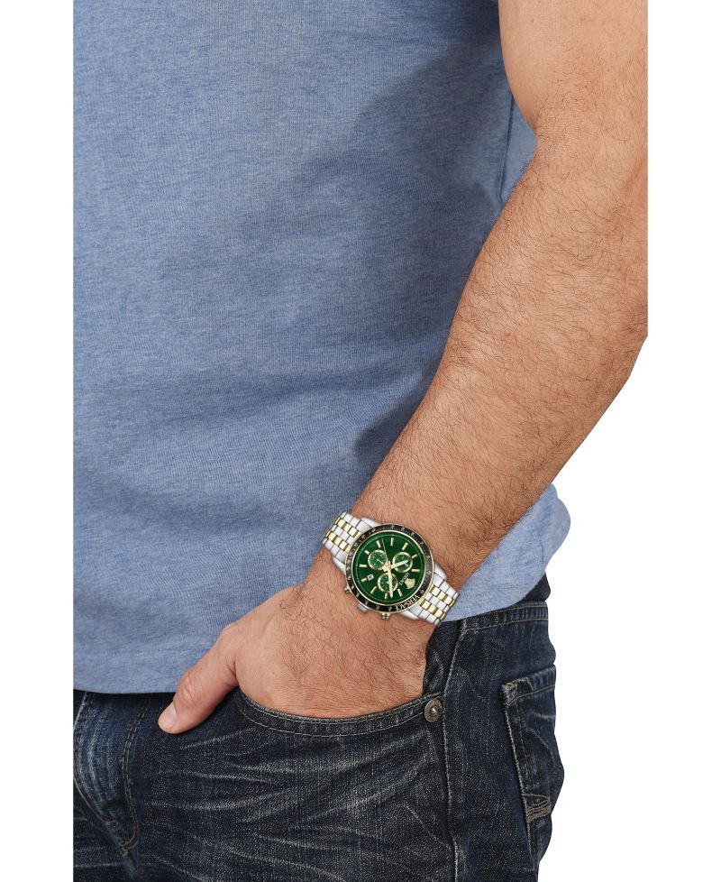 Men's Sport Chrono Two-Tone Stainless Steel Bracelet Watch, 44mm