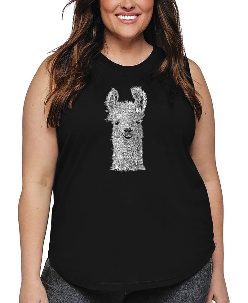 Plus Size Llama Word Art Tank Top
