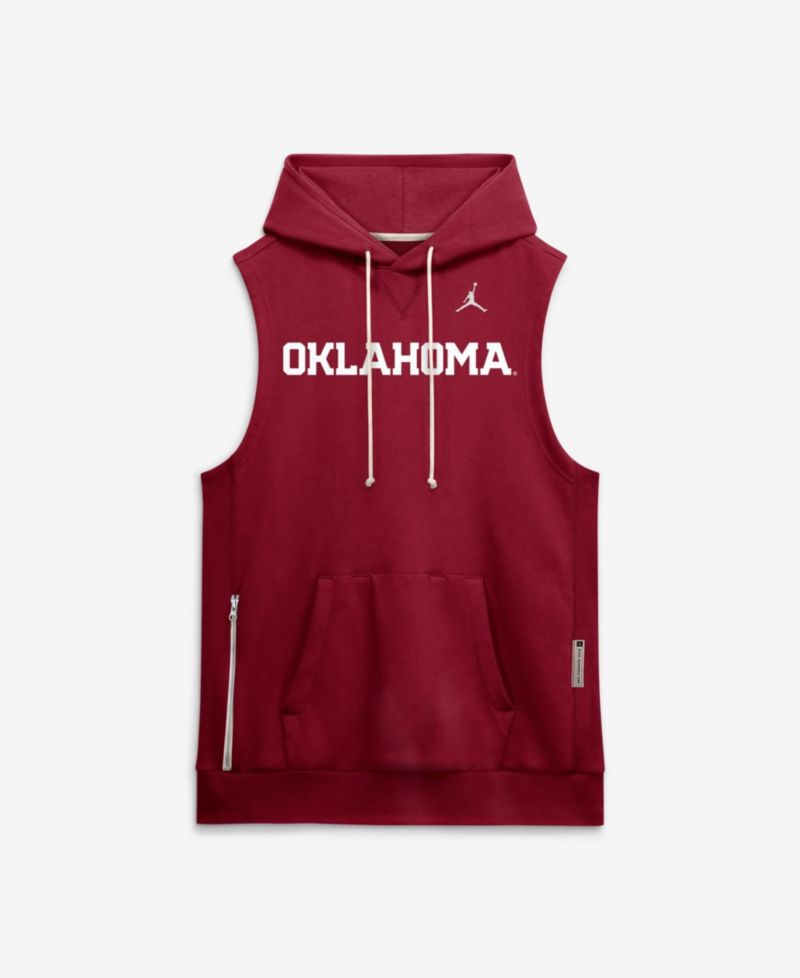 Men's Crimson Oklahoma Sooners 2026 Sideline Sleeveless Dri-FIT Hoodie