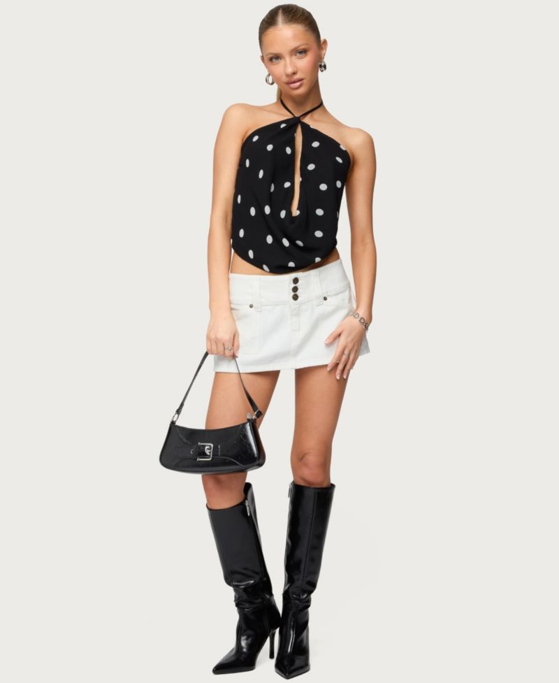 Women's Chiffon Backless Cowl Neck Top