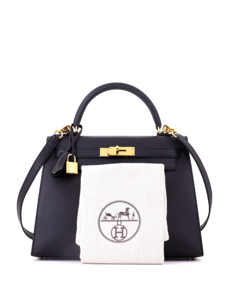 Kelly 28 Handbag Black Epsom with Gold Hardware