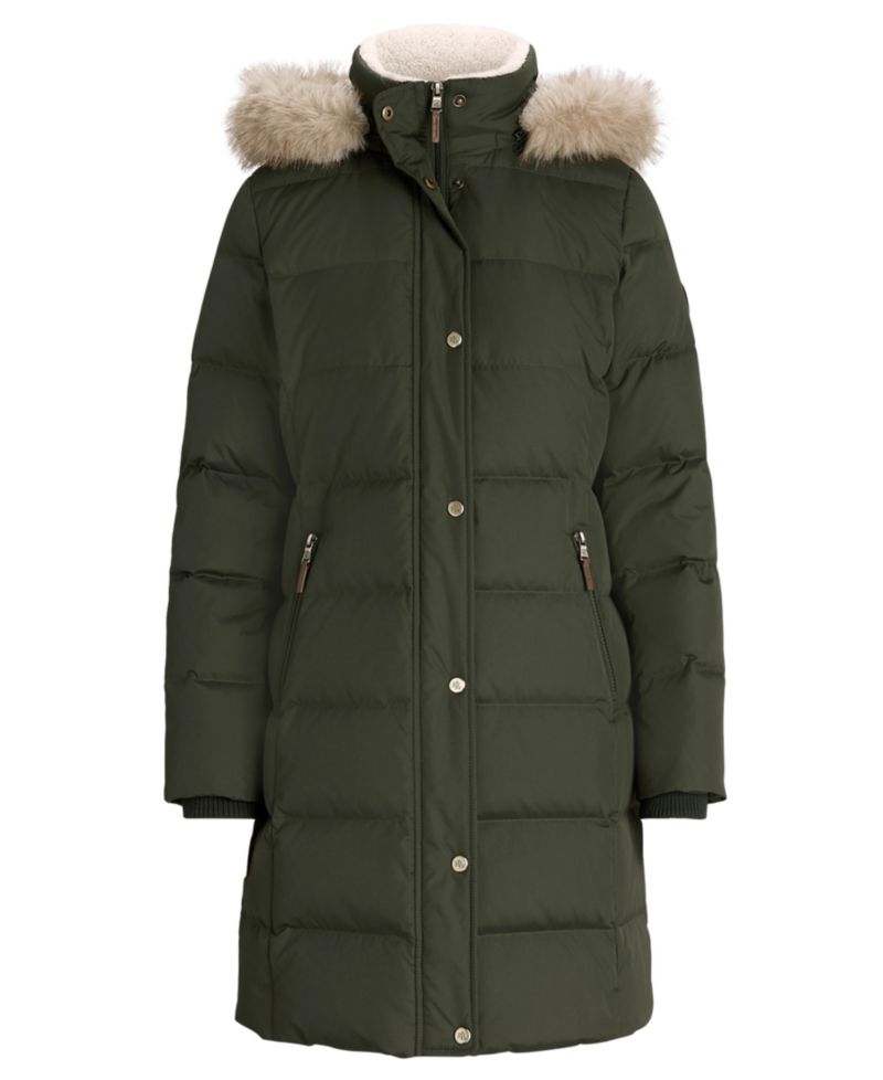 Women's Hooded Down Channel-Quilted Coat