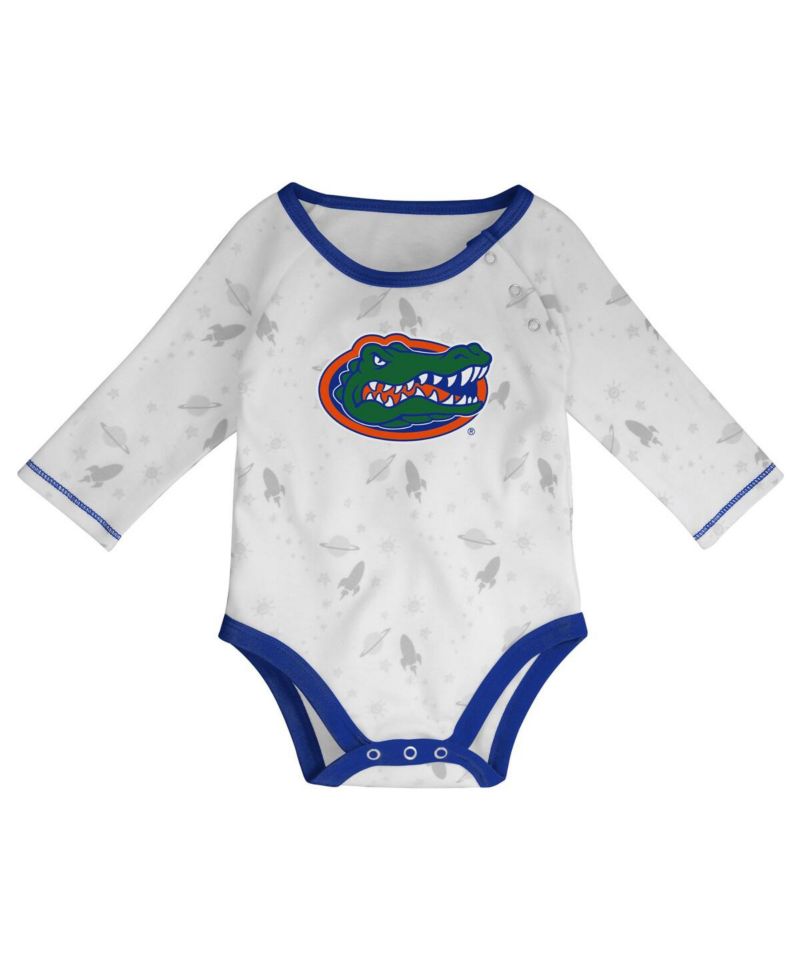 Newborn and Infant Boys and Girls Royal, White Florida Gators Dream Team Raglan Long Sleeve Bodysuit Hat and Pants Set