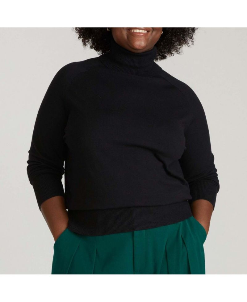 Women's Plus Size Savvy Fine Knit Raglan Turtleneck