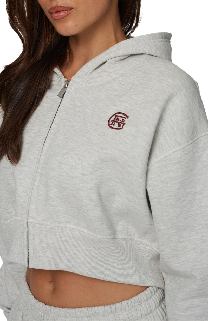Women's Cropped Zipped Halftone Hoodie