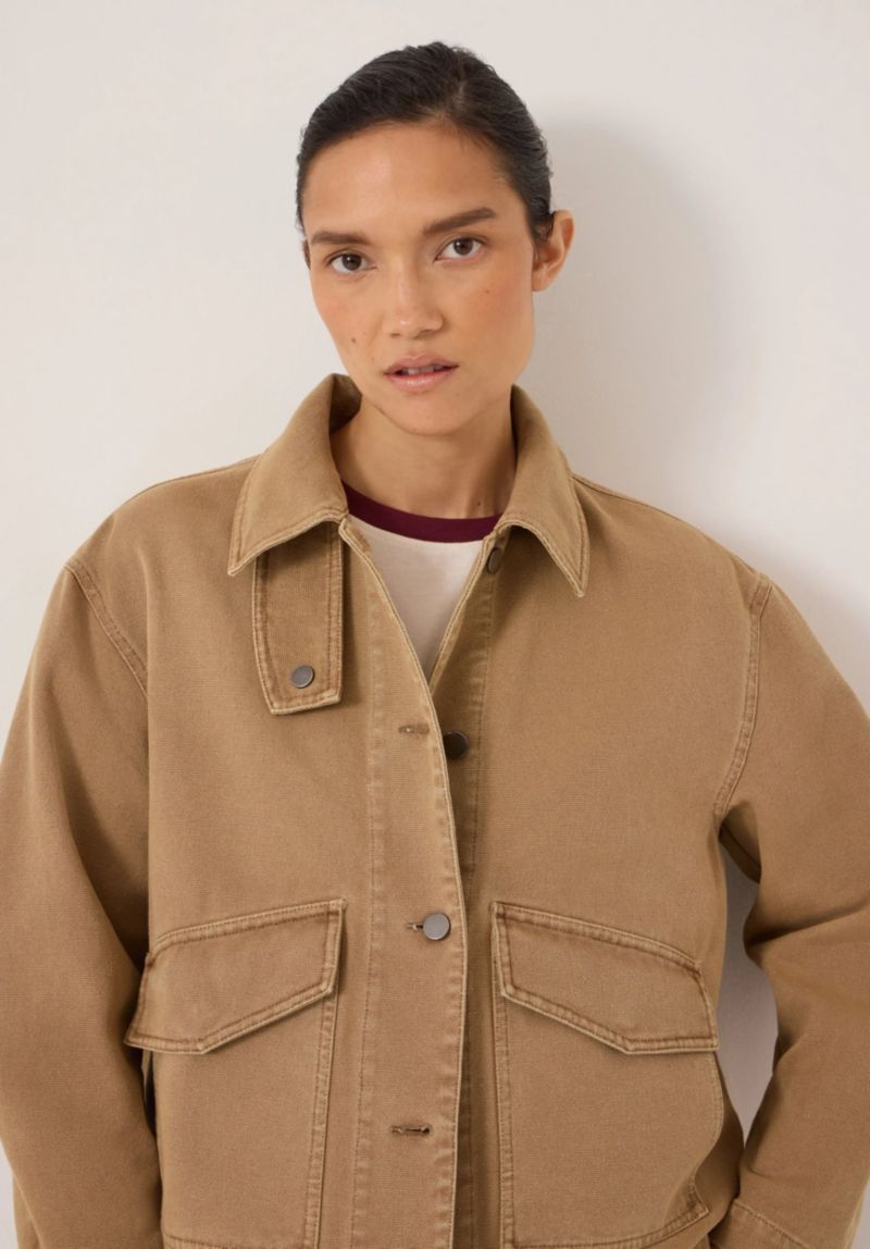 Women's Elara Washed Funnel-Neck Utility Jacket