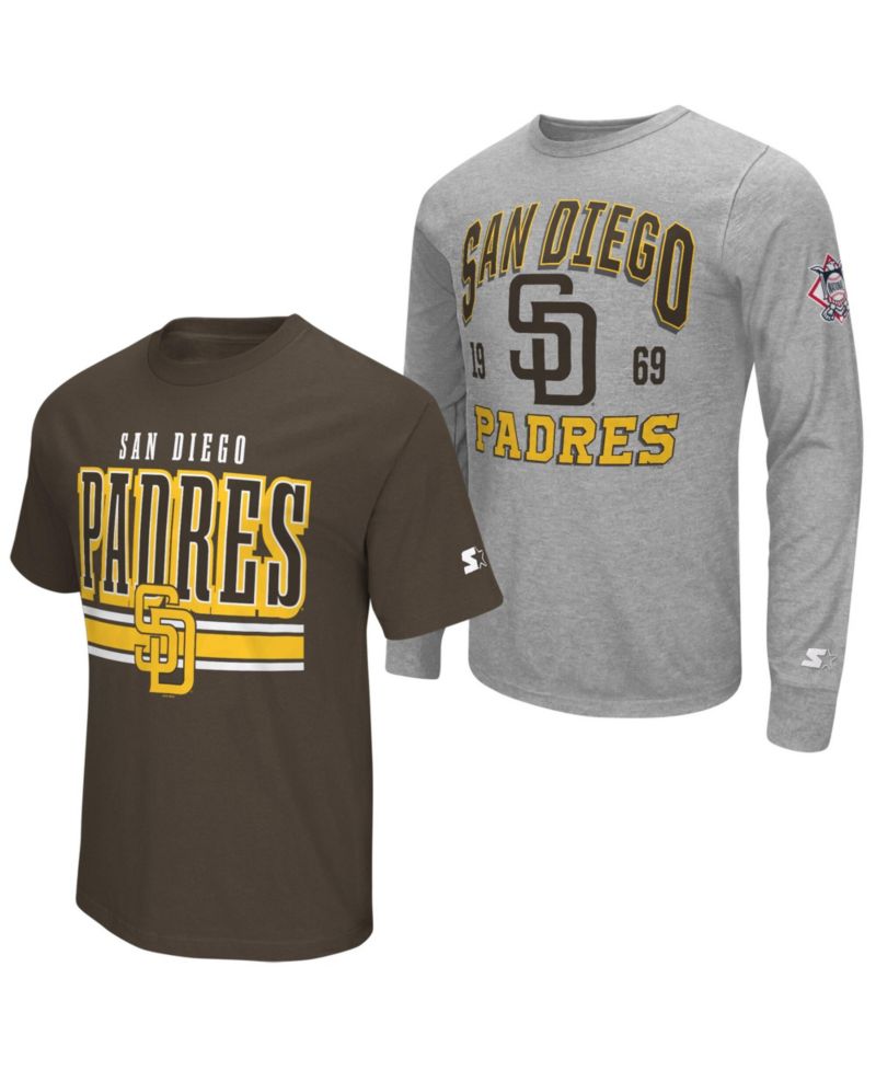 Men's 2-pack Heather Gray/Brown San Diego Padres Long Sleeve Short Sleeve T-Shirt