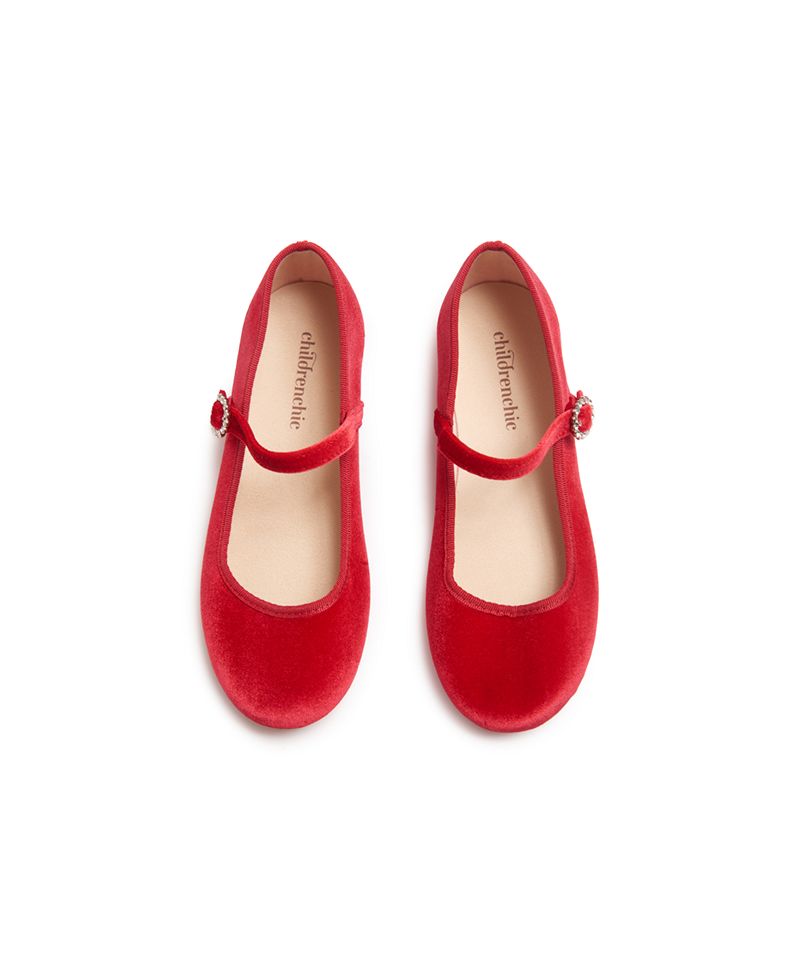 Girls Holiday Velvet Mary Janes in Red