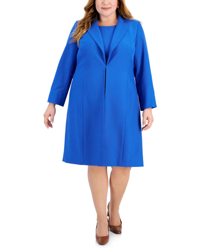 Plus Size Topper Jacket & Sheath 2 Piece Dress Suit