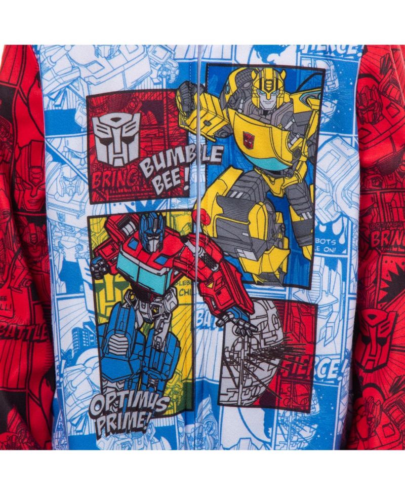 Pajamas Boys' Kids Autobot Optimus Prime Bumblebee Battle On Zip Front Fleece Footless Sleeper