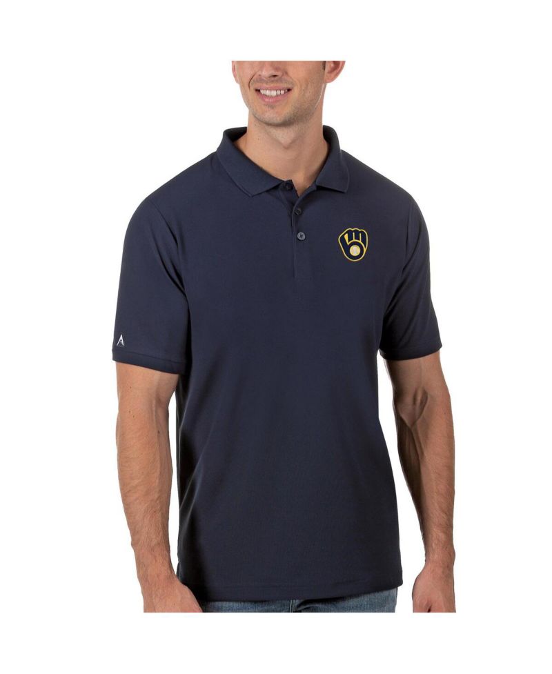 Men's Navy Milwaukee Brewers Legacy Pique Polo Shirt