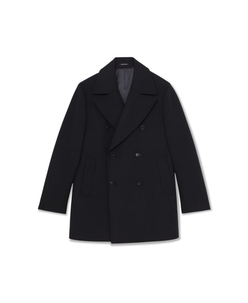 Men's Present Double-Breasted Wool-Blend Regular-Fit Pea Coat