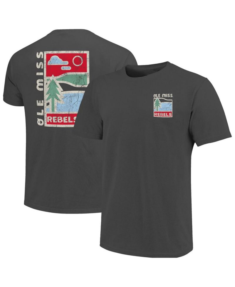 Men's Graphite Ole Miss Rebels Comfort Colors Minimal Vista Distressed Graphics T-Shirt