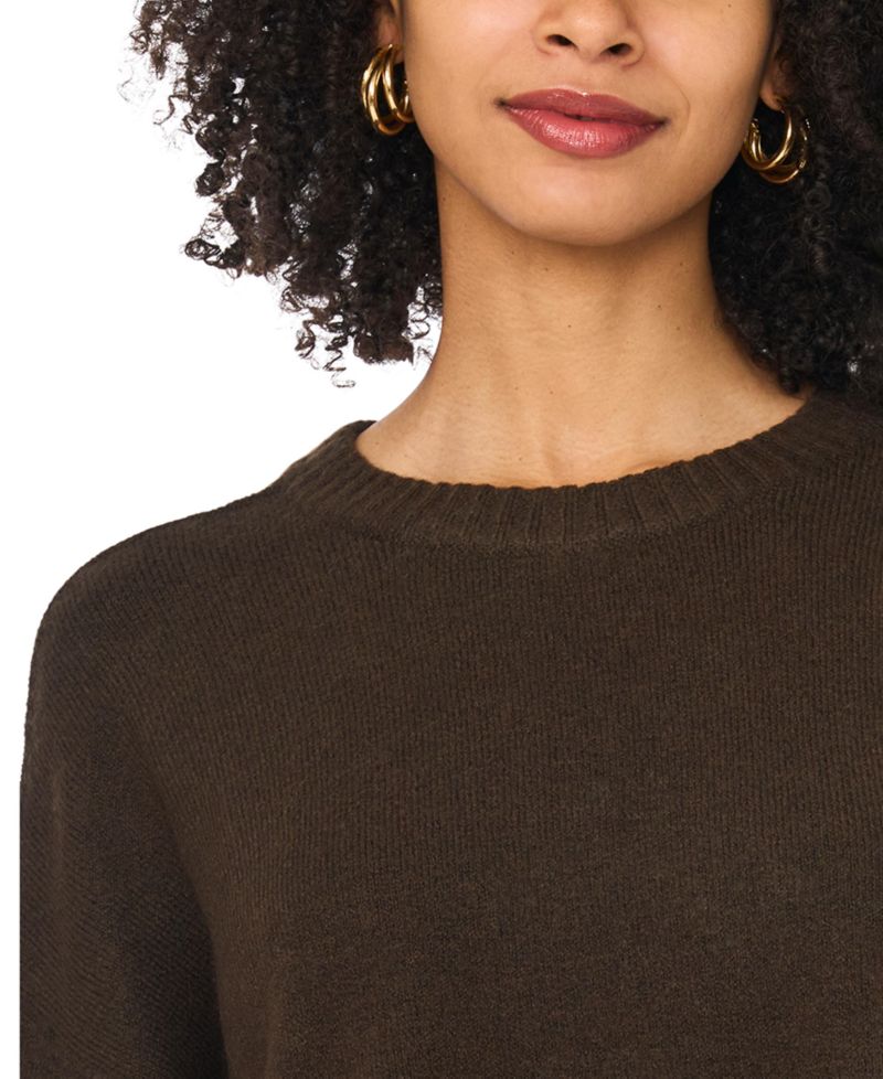 Women's Elbow Length Exposed Seam Crew Crop Sweater