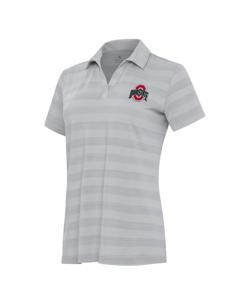 Women's Gray Ohio State Buckeyes Tunnel Polo Shirt
