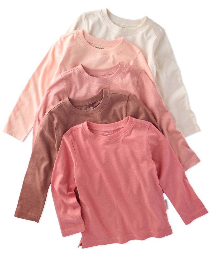 Baby Boys' or Baby Girls' Round Neck Long-Sleeve T-Shirt, 5-Pack